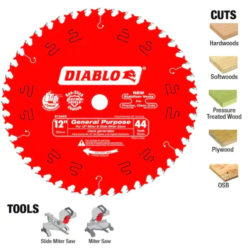 12in X 44-Tooth General Purpose Circular Saw Blade 12in X 44-Tooth General Purpose Circular Saw Blade